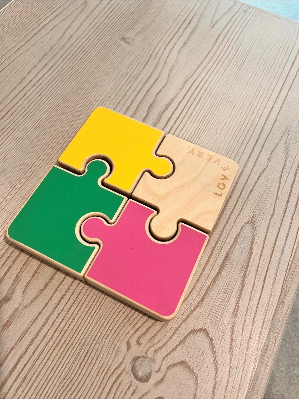 Lovevery Montessori babyWooden Puzzle Set - Purple, Teal, Orange - Kids Toy